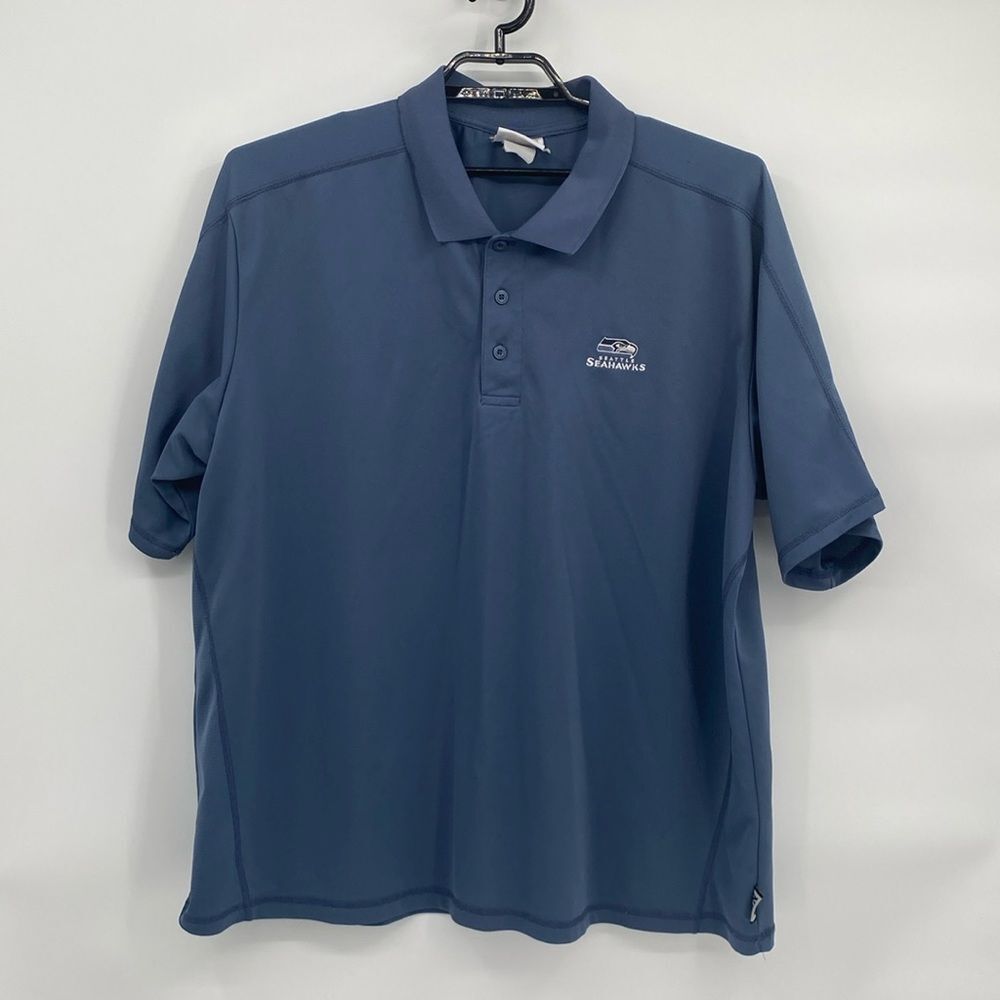 NFL Seattle Seahawks Blue Polo Shirt Collar Button XL